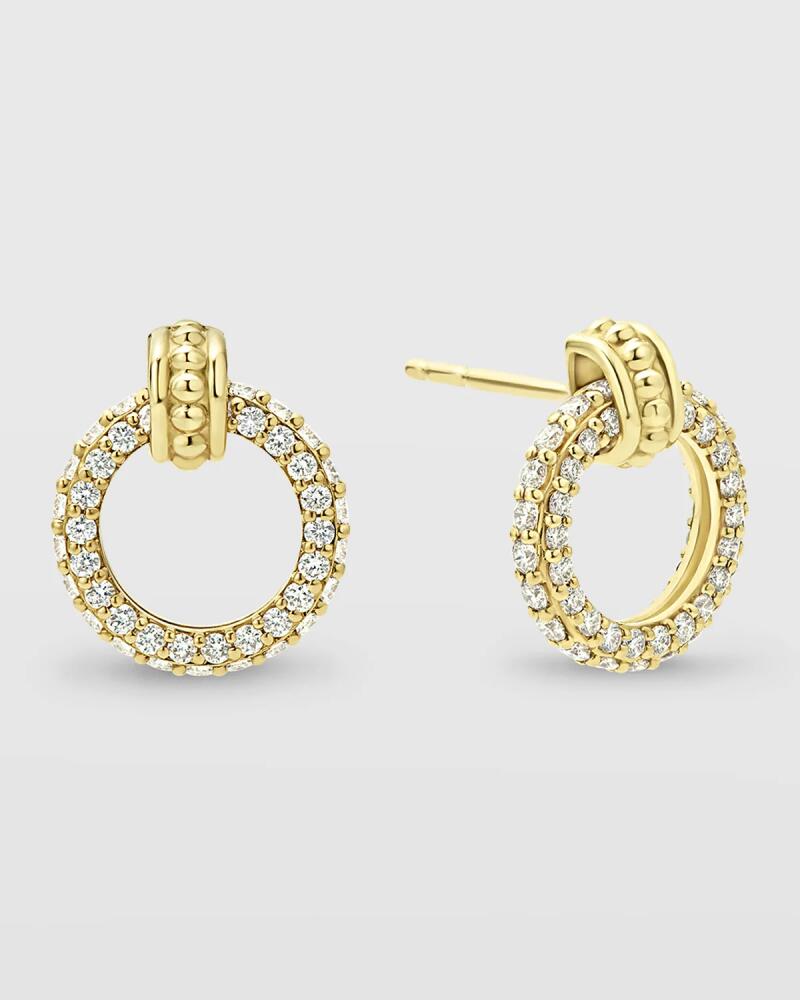 LAGOS 18K Caviar Gold Diamond 10mm Circle Drop Earrings Cover