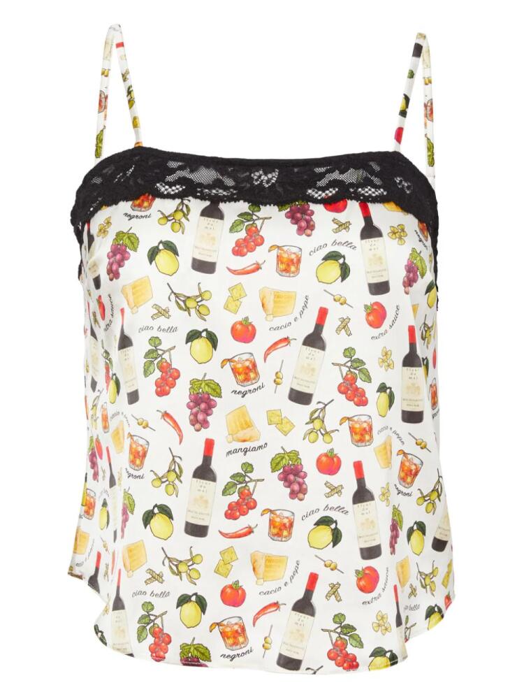 Fleur Du Mal Charlotte graphic-print satin camisole - White Cover