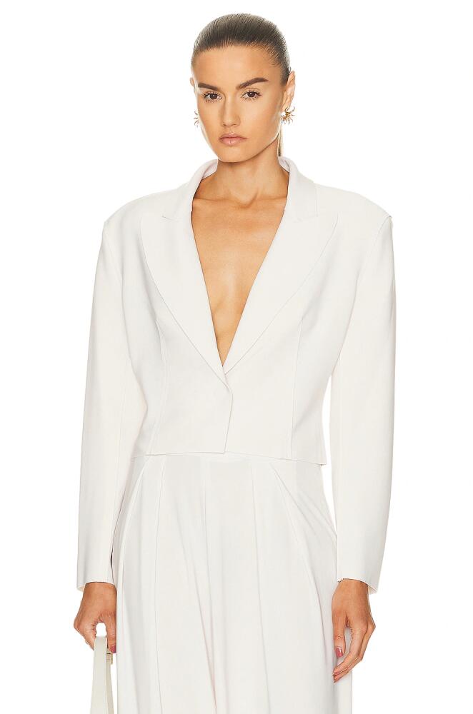 Norma Kamali Cropped Single Breasted Jacket in Cream Cover