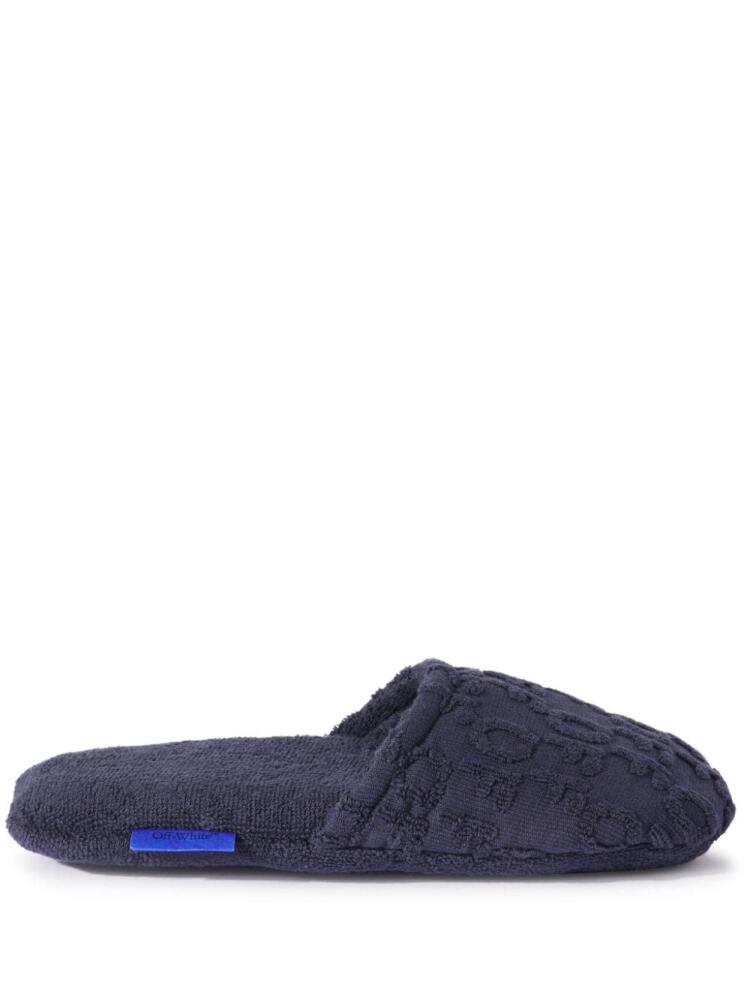 Off-White logo towelled slippers - Blue Cover