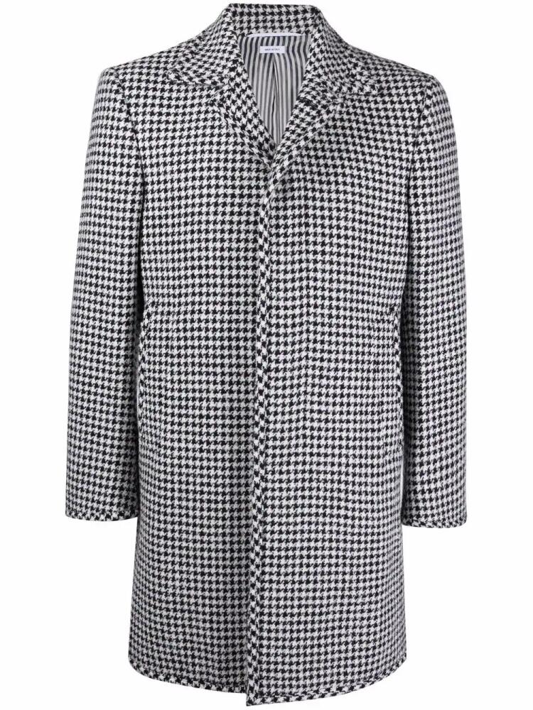 Thom Browne houndstooth-pattern single-breasted coat - Black Cover