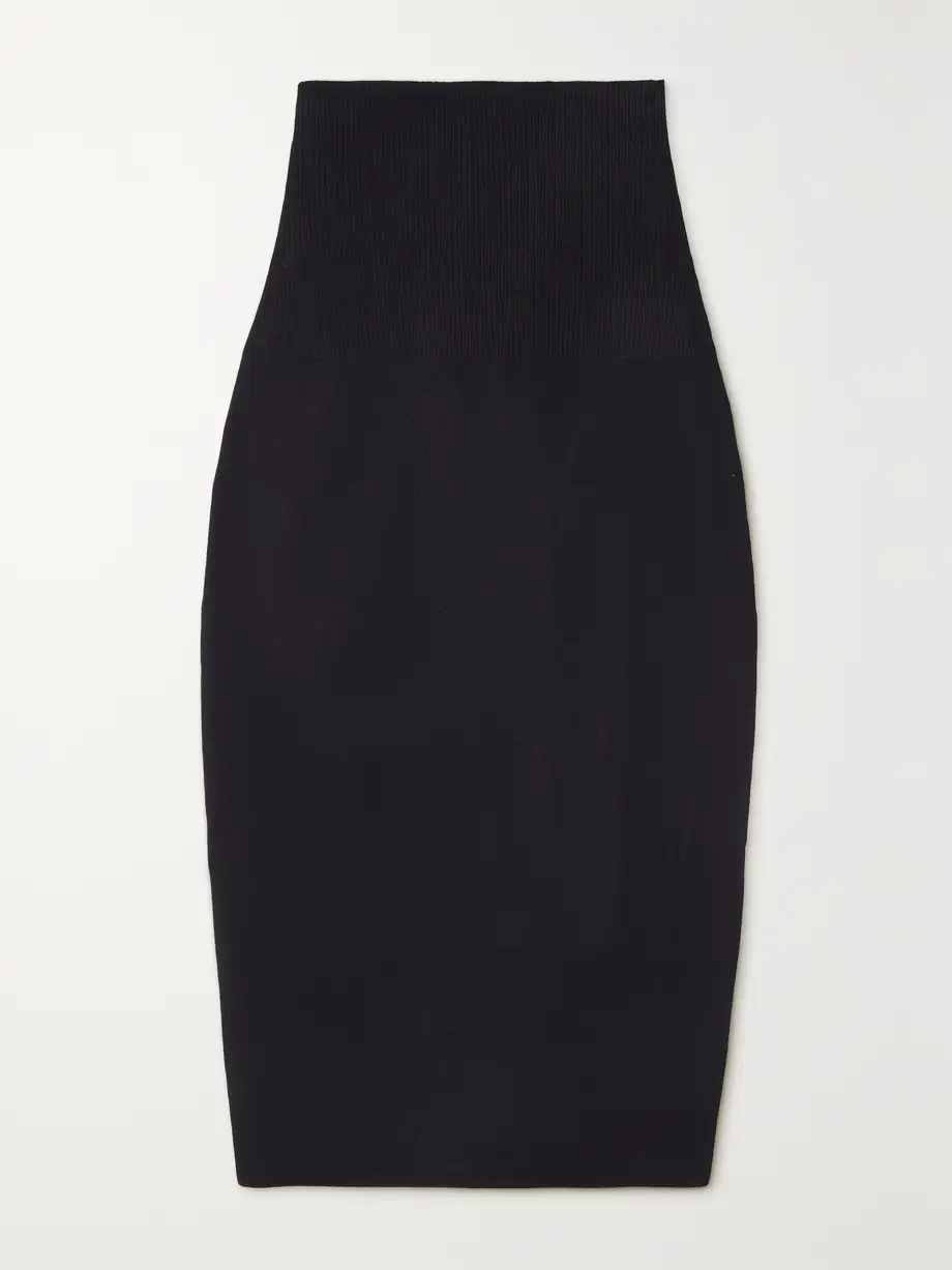 Victoria Beckham - Vb Body Ribbed Stretch-knit Midi Skirt - Black Cover