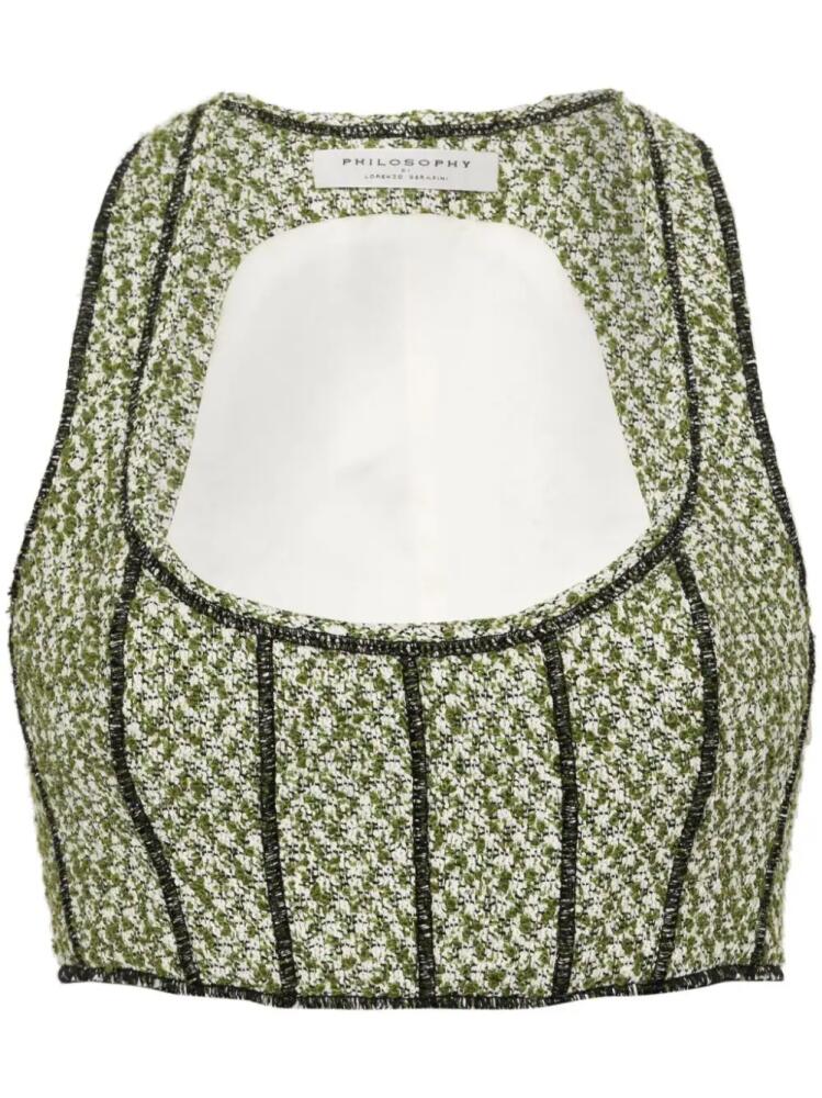 Philosophy Di Lorenzo Serafini bouclé cropped top - Green Cover