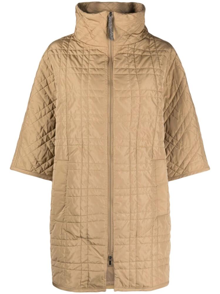 Fabiana Filippi oversized quilted half-sleeve coat - Brown Cover