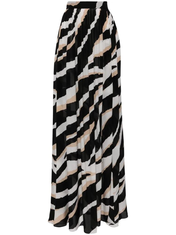 Elie Saab zebra-print silk maxi skirt - White Cover