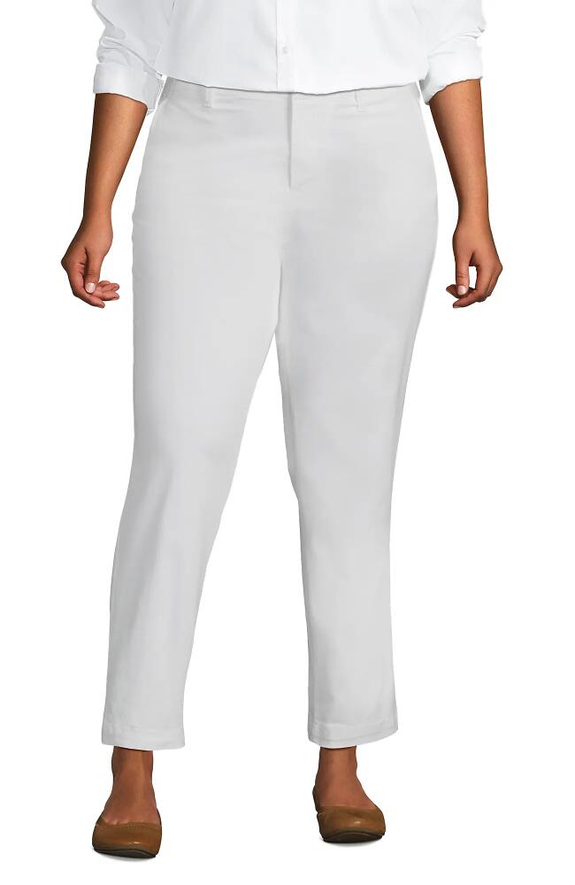 Lands' End Mid Rise Classic Straight Leg Chino Ankle Pants in White Cover