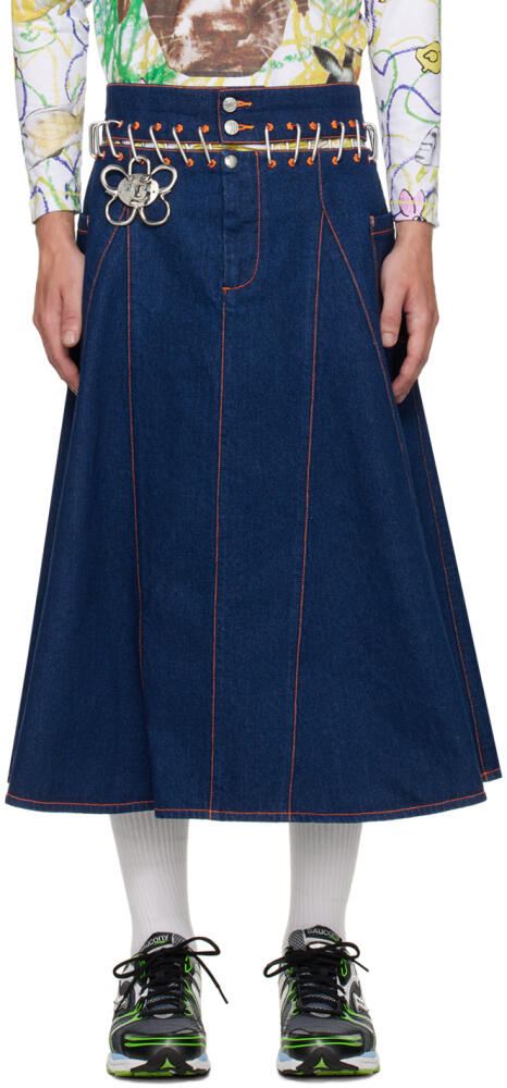 Chopova Lowena Blue Nosebutter Denim Midi Skirt Cover