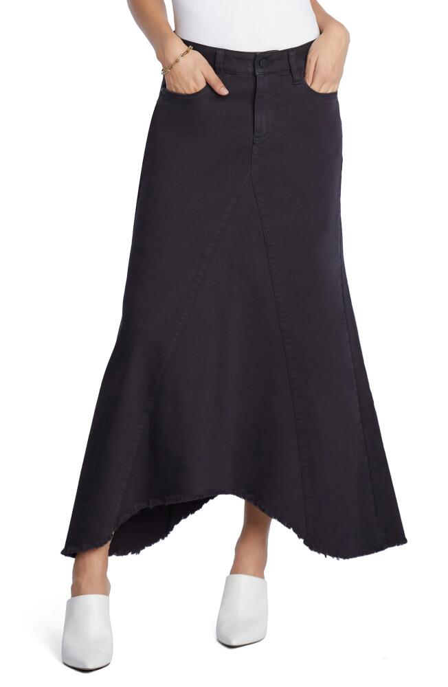 Wash Lab Denim Selma Pieced Asymmetric Denim Maxi Skirt in True Black Cover