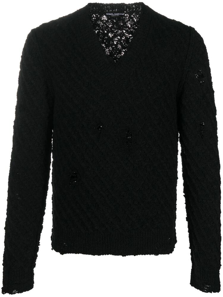 Dolce & Gabbana ripped V-neck jumper - Black Cover