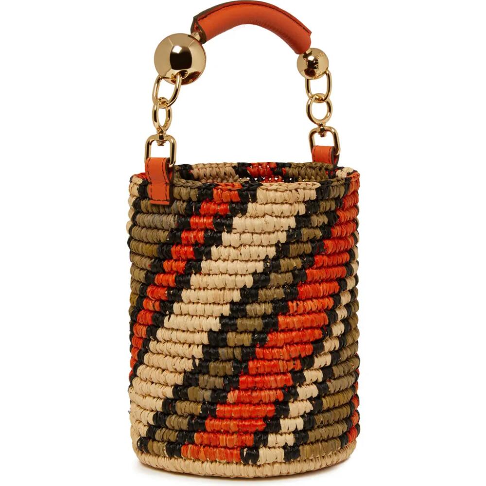 Strathberry Crescent Stripe Raffia Basket Bag in Marmalade /Natural Cover