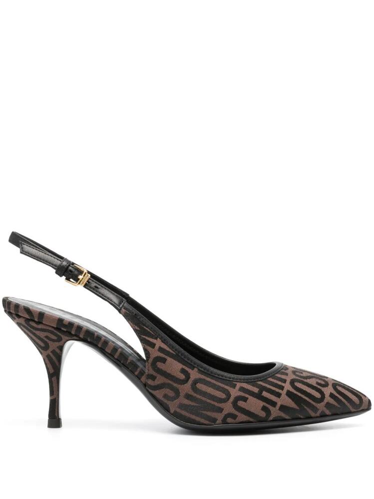 Moschino logo-jacquard 80mm pumps - Brown Cover