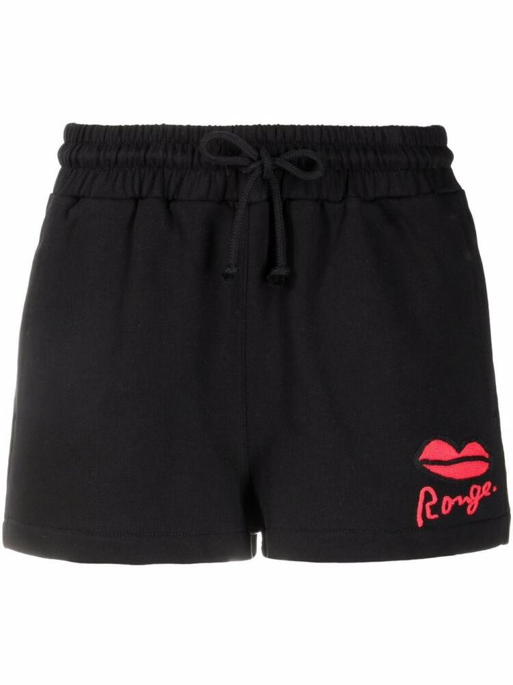 Sonia Rykiel Rouge-print track shorts - Black Cover