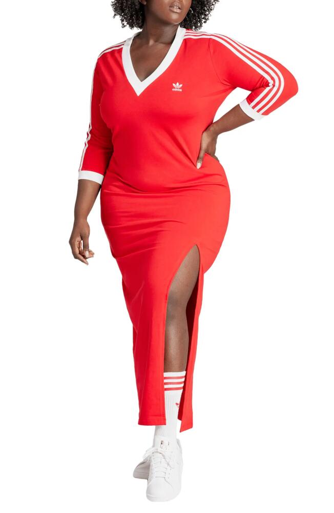 adidas Lifestyle V-Neck Maxi Dress in Better Scarlet Cover