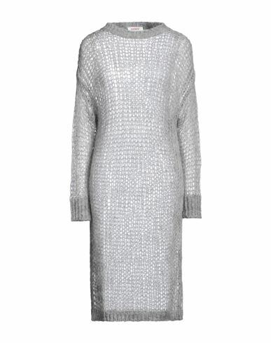 Kontatto Woman Midi dress Grey Acrylic, Mohair wool, Polyamide Cover