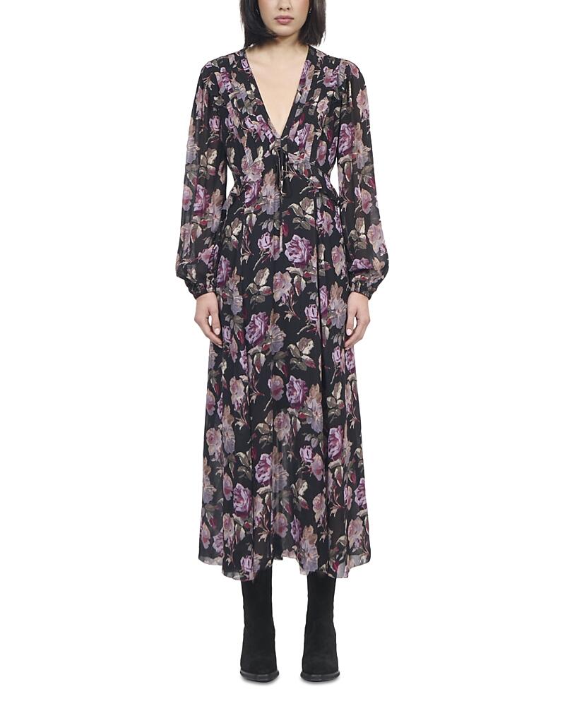 The Kooples Floral Blouson Sleeve Midi Dress Cover