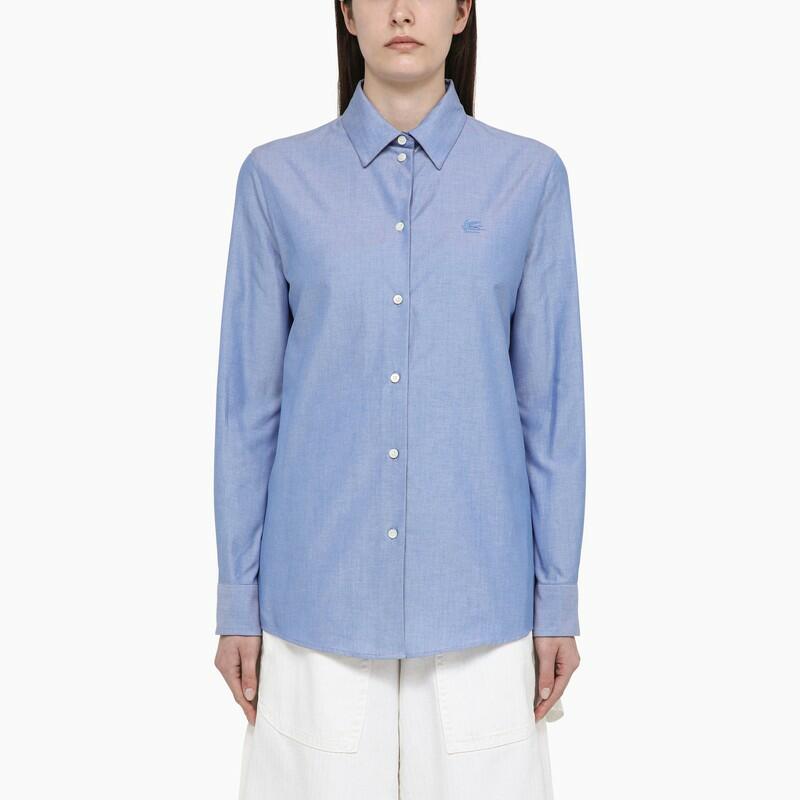 ETRO Light blue cotton Oxford shirt Cover