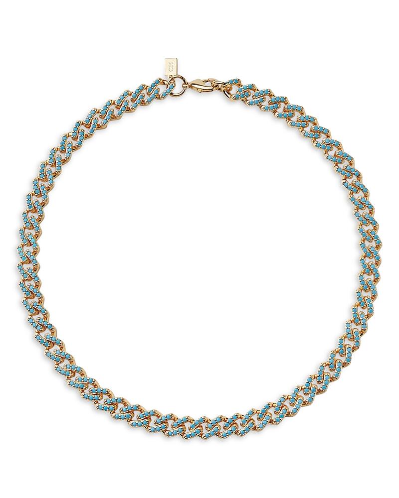 Crystal Haze Jewelry Pave Mexican Chain Link Collar Necklace in 18K Gold Plated, 16 Cover