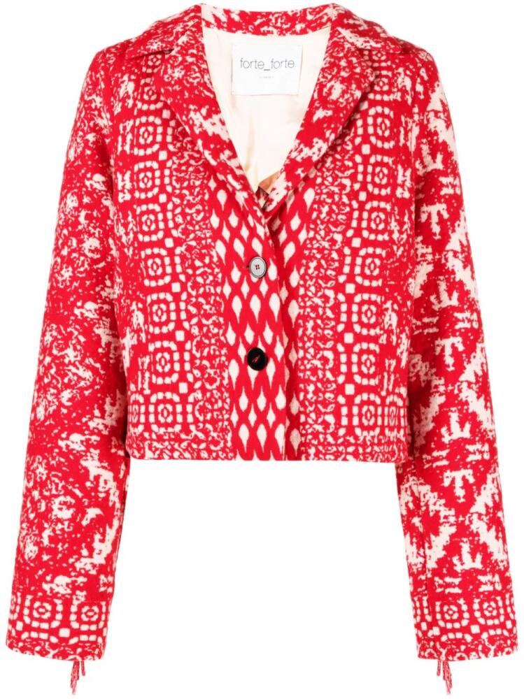 Forte Forte Clio jacquard fringed jacket - Red Cover