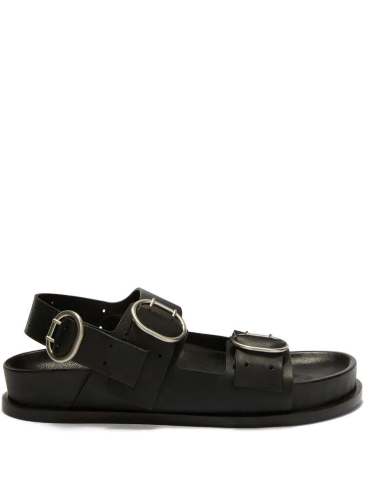 Jil Sander flat buckled leather sandals - Black Cover