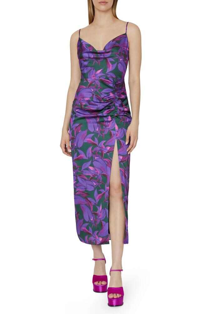 Milly Lilliana Floating Petals Halter Neck Dress in Purple Multi Cover