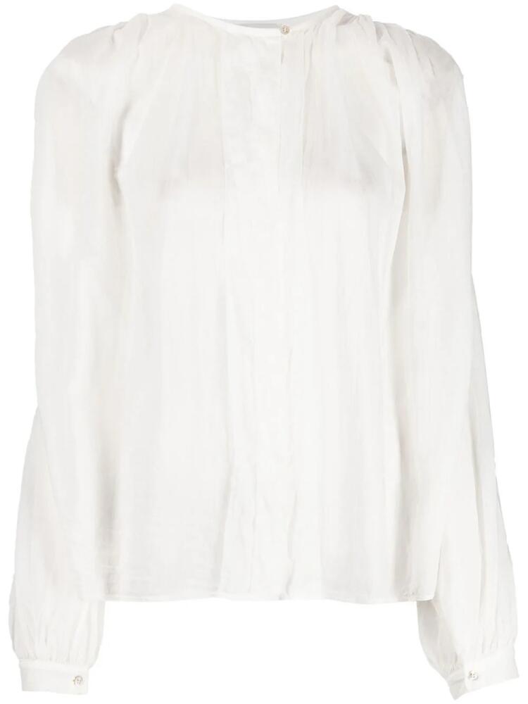 Forte Forte gathered cotton-blend blouse - White Cover