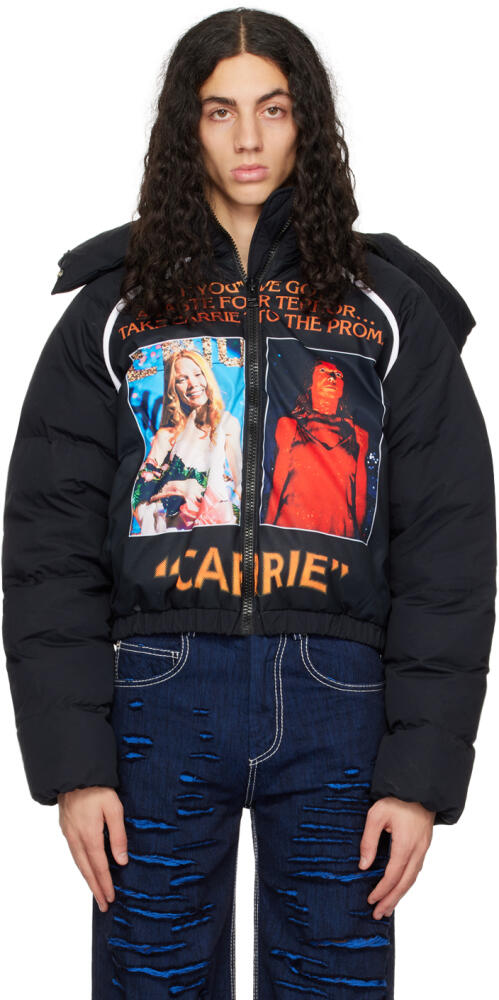 JW Anderson Black 'Carrie' Poster Puffer Jacket Cover