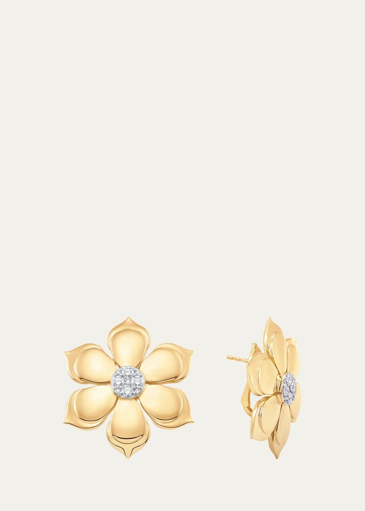 Sara Weinstock 18K Two-Tone Gold Lierre Diamond Flower Stud Earrings Cover