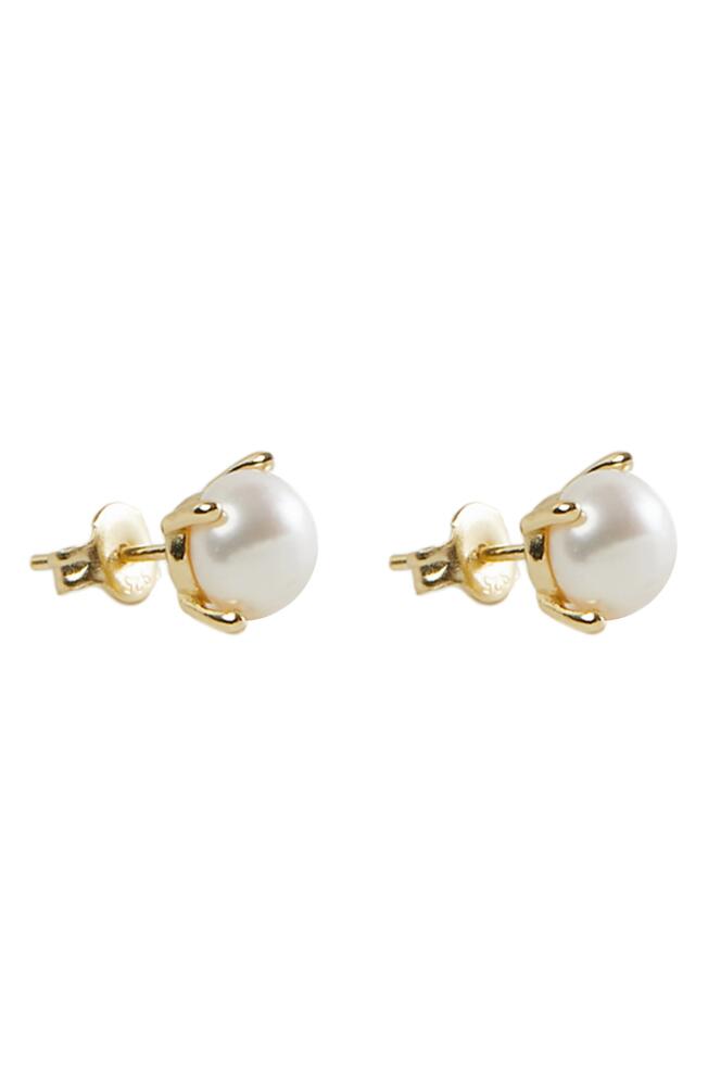 Argento Vivo Sterling Silver Freshwater Pearl Stud Earrings in Gold Cover