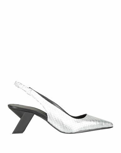 Daniele Ancarani Woman Pumps Silver Leather, Textile fibers Cover