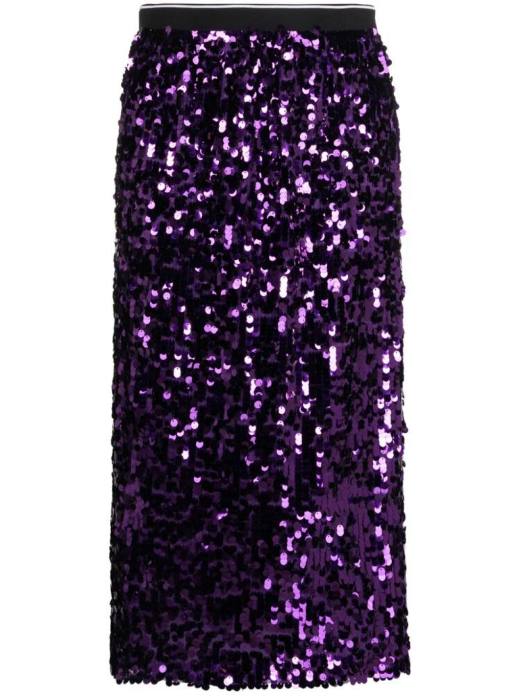 Plan C sequin-embellished midi skirt - Purple Cover