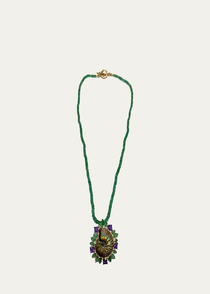 Stephen Dweck Ammolite Pendant on Emerald Beaded Necklace Cover