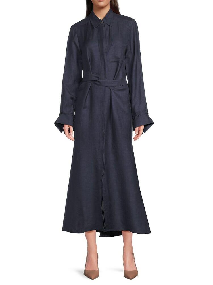 TWP Women's Lucy Wrap Maxi Shirt Dress - Midnight Cover