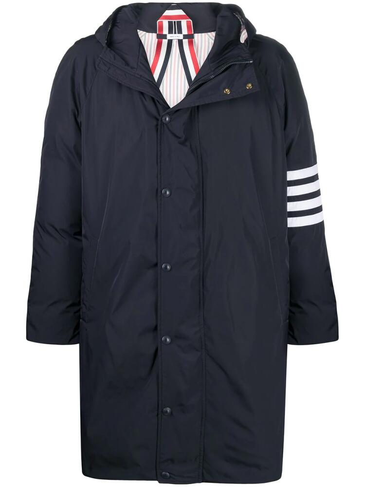 Thom Browne downfill hooded football 4-Bar parka - Blue Cover