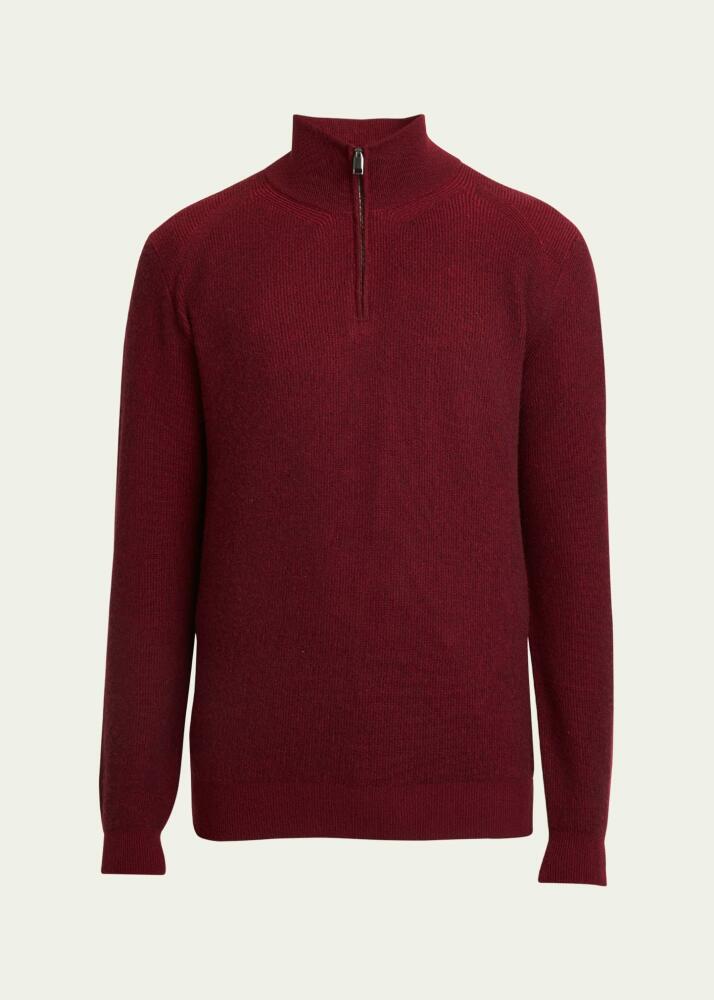 Brioni Men's Cashmere Quarter-Zip Sweater Cover