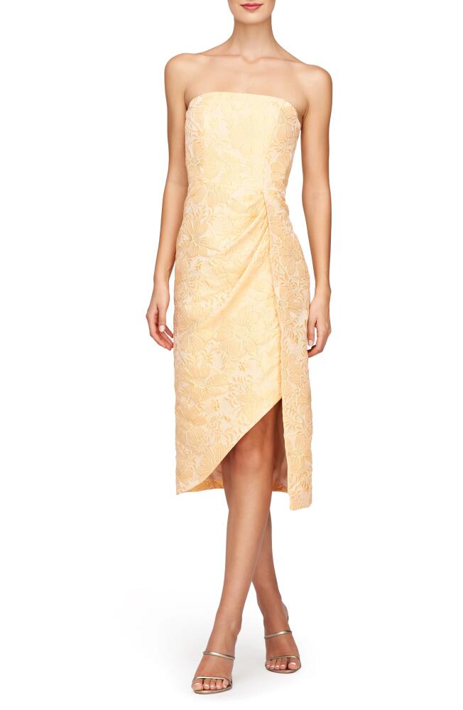 Kay Unger Lucy Floral Jacquard Strapless Dress in Saffron Cover