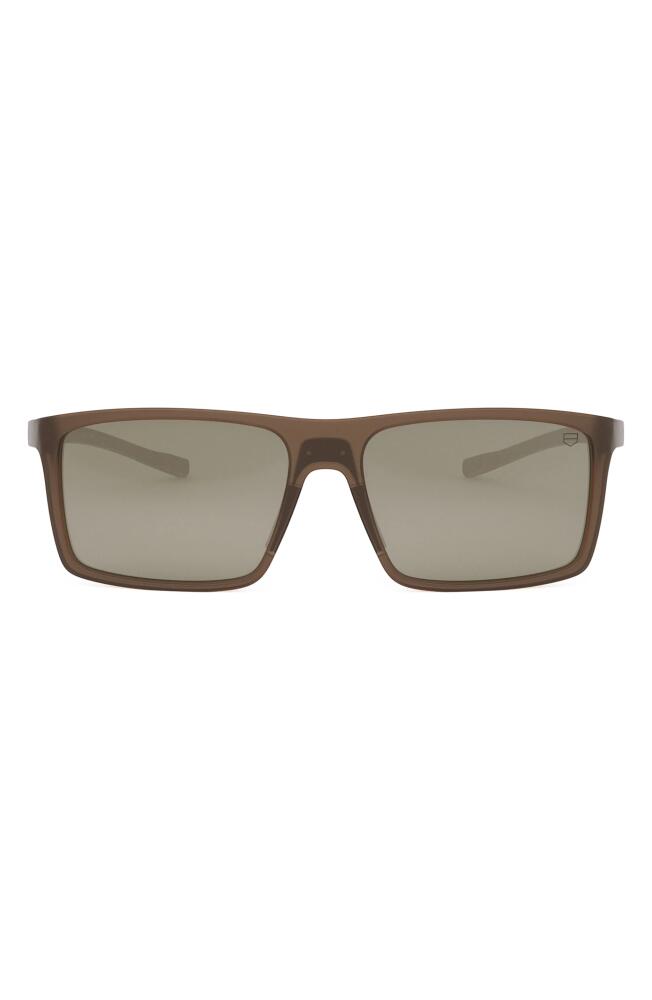 TAG Heuer Bolide 57mm Rectangular Sunglasses in Matte Dark Brown /Brown Cover