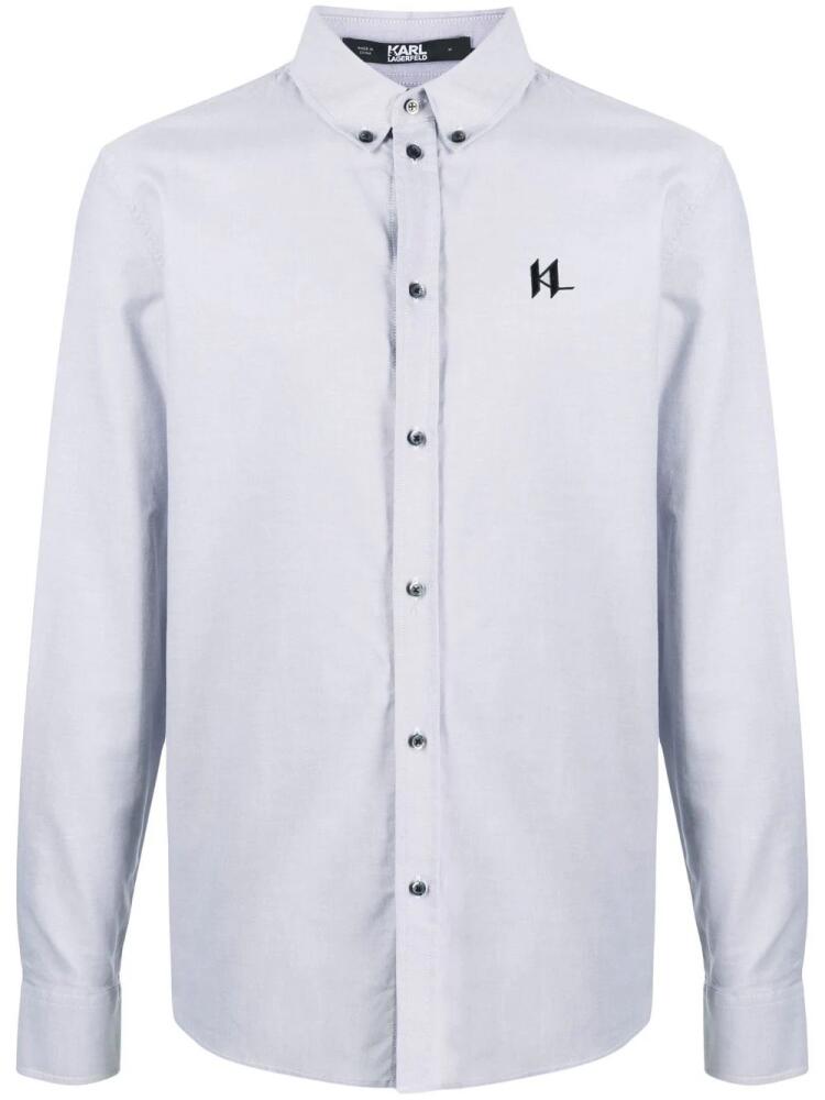 Karl Lagerfeld embroidered-logo Oxford shirt - Grey Cover