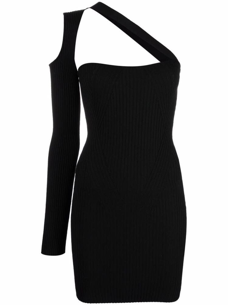 ANDREĀDAMO ribbed asymmetric mini dress - Black Cover