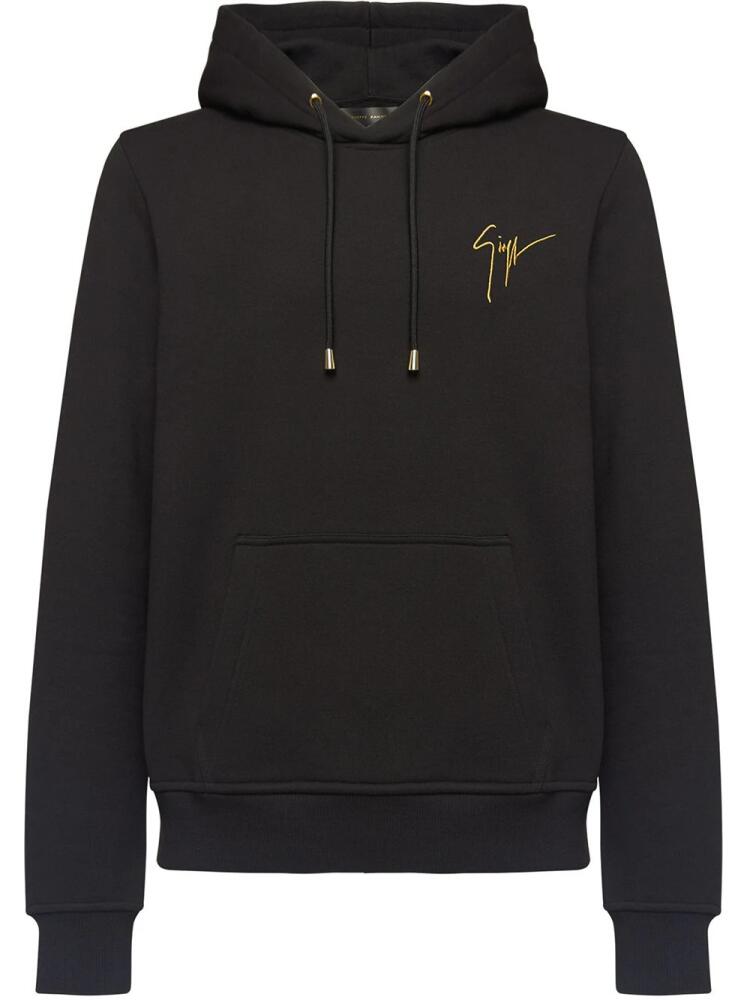 Giuseppe Zanotti embroidered logo drawstring hoodie - Black Cover