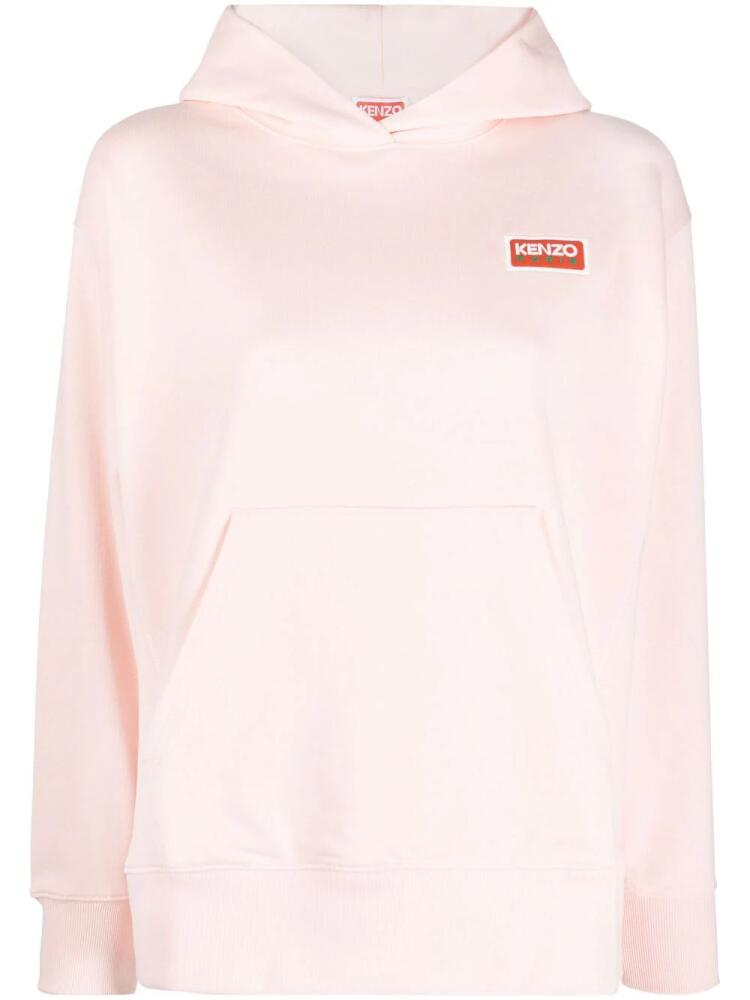 Kenzo logo-embroidered cotton hoodie - Pink Cover