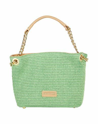 Tuscany Leather Woman Handbag Green Soft Leather, Cotton Cover