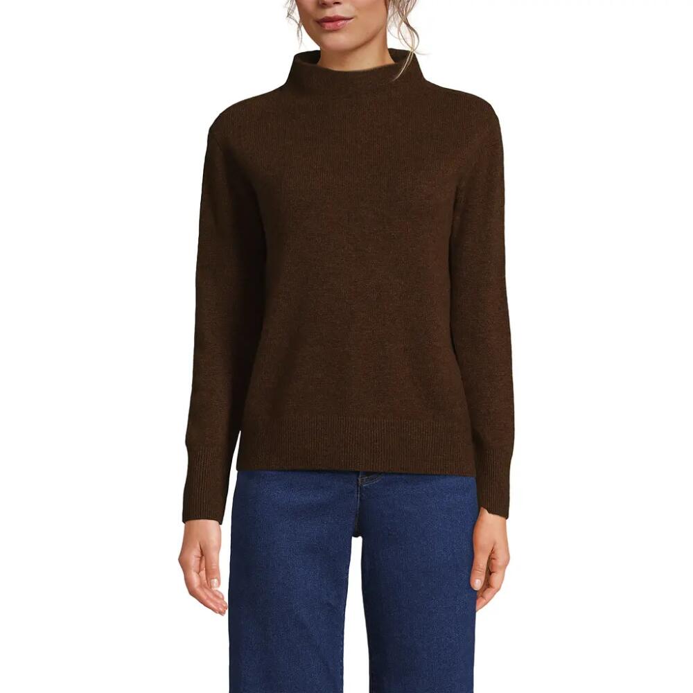 Lands' End Cashmere Funnel Neck Sweater in Dark Carob Heather Cover