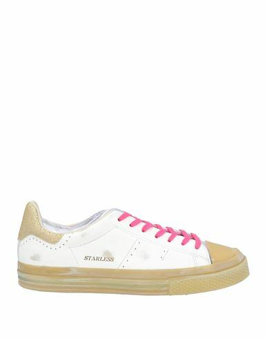 Hidnander Woman Sneakers White Leather, Rubber, Textile fibers Cover