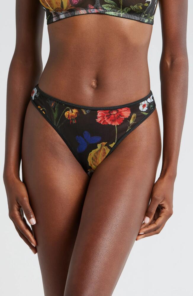 KILO BRAVA Floral Mesh Thong in Botanical Garden Cover