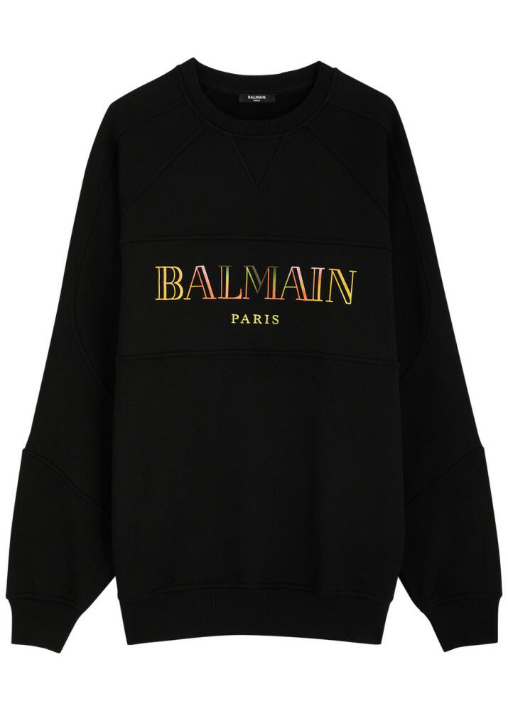 Balmain Logo-embroidered Cotton Sweatshirt - Black Cover