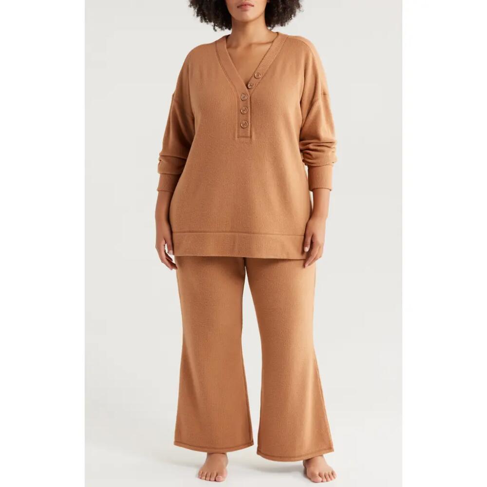 Nordstrom Thermal Top & Pants Lounge Set in Tan Thrush Cover