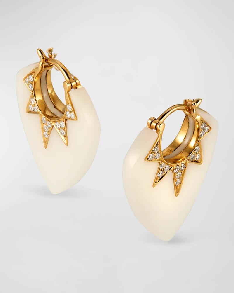 Sorellina 18K Yellow Gold Earrings with White Onyx and GH-SI Diamonds, 25x20mm Cover