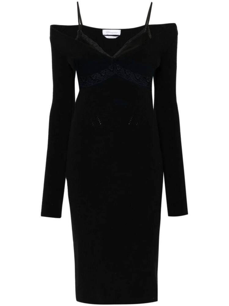 Blumarine V-neck knitted midi dress - Black Cover