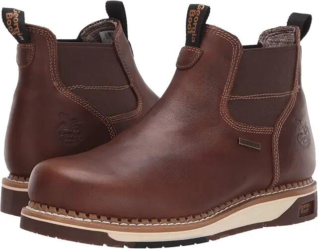 Georgia Boot Wedge Waterproof Chelsea Work Boot (Dark Brown) Men's Boots Cover