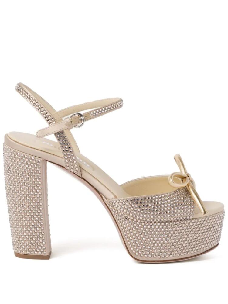 Miu Miu 115mm crystal-embellished platform sandals - Neutrals Cover